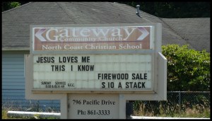 Oui, Jésus m'aime. Et il vend du bois.